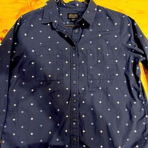 Pendleton Women’s Medium Navy Meridian Cross Pattern Button Front Cotton Shirt